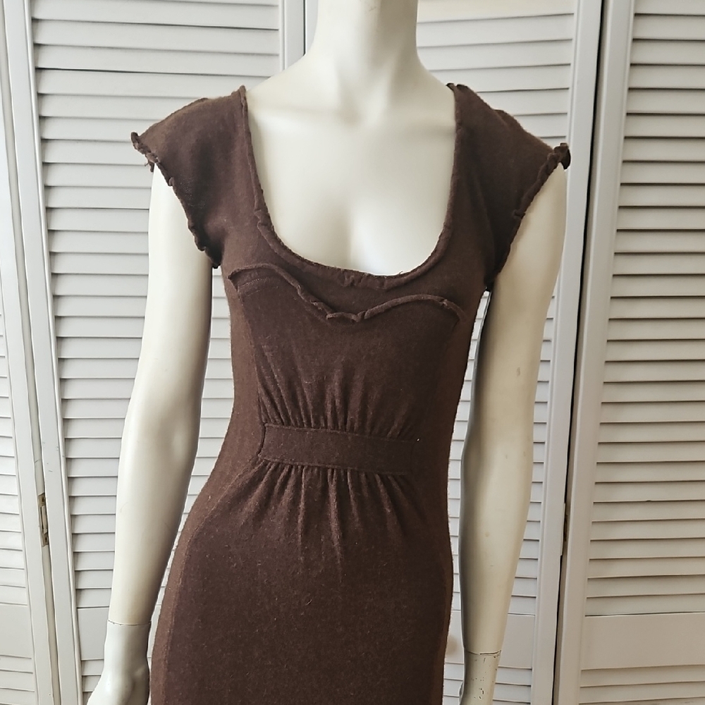 Anthropologie Knitted & Knotted Brown Midi Dress